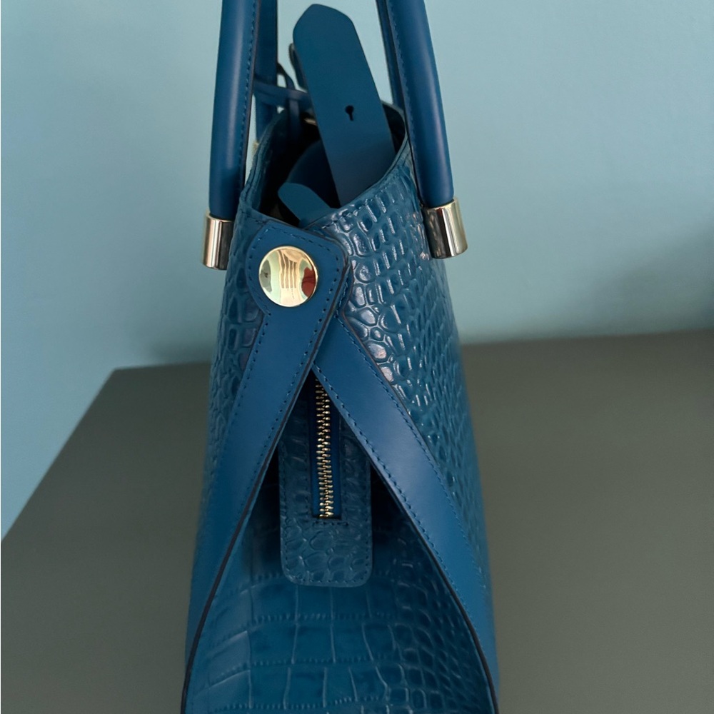 NWOT Women's Radley London Faux Croc Bag Medium Sky Blue/Gold hardware - Picture 4 of 9